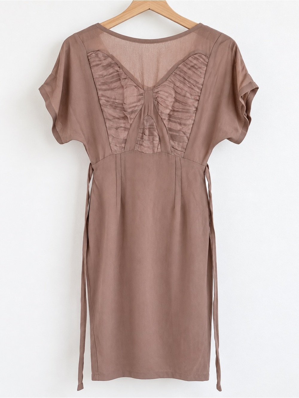 ASOS Mauve-Brown Mini Dress with Sheer Yoke